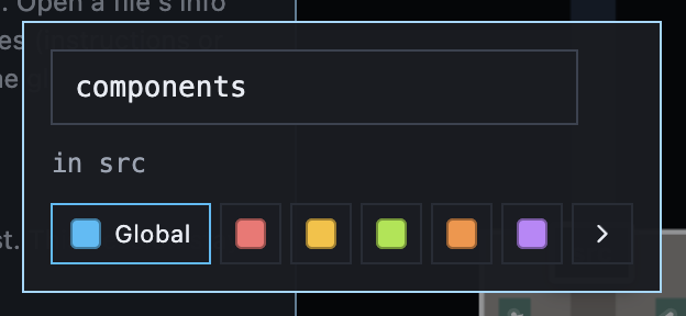 Name the folder and pick Global or a session color