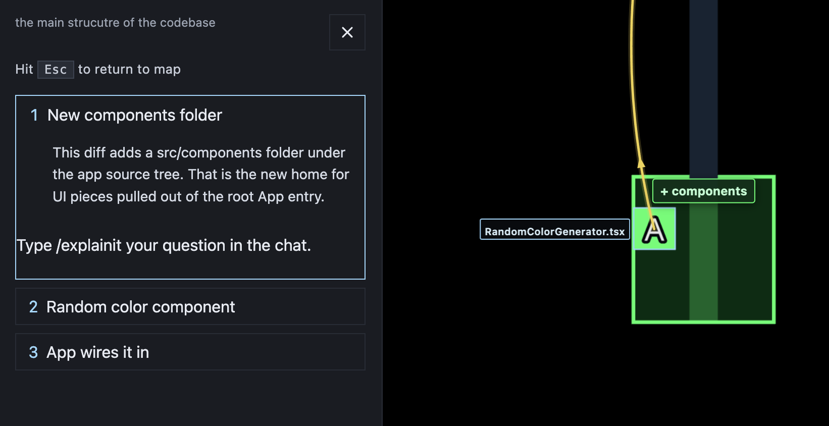 Explain mode stepping through a folder on the map
